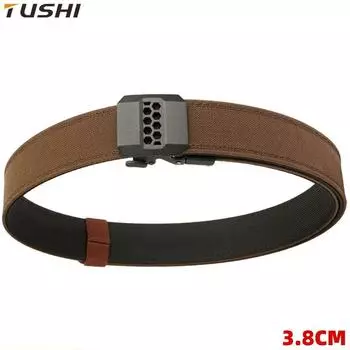 Новый мужской ремень для поездок на работу с автоматической пряжкой из нейлона, универсальный двухслойный толстый ремень для отдыха на природе 120cm чёрный