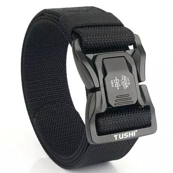 Новый мужской ремень для поездок на работу с автоматической пряжкой из нейлона, универсальный двухслойный толстый ремень для отдыха на природе 125cm