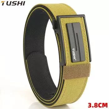 Новый мужской ремень для поездок на работу с автоматической пряжкой из нейлона, универсальный двухслойный толстый ремень для отдыха на природе 120cm чёрный
