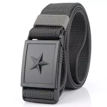 Новый мужской ремень для военных болельщиков, тактика на открытом воздухе, универсальный парусиновый ремень с пятиконечной звездой 125cm чёрный