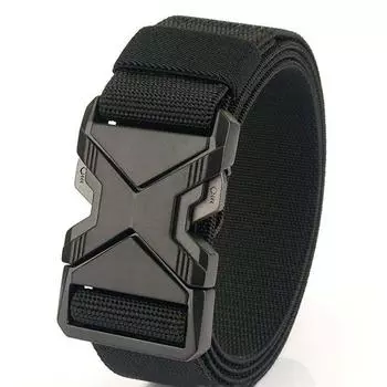Новый мужской ремень с пряжкой 120 см, нейлоновый плетеный, легкий, дышащий, для повседневных поездок, мужской ремень для тренировок на открытом воздухе, военный холщовый ремень X Buckle чёрный