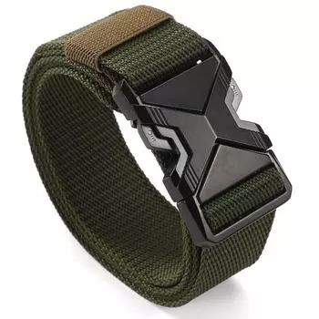 Новый мужской ремень с пряжкой 125 см, нейлоновый плетеный, легкий, дышащий, для повседневных поездок на работу 125cm зелёный