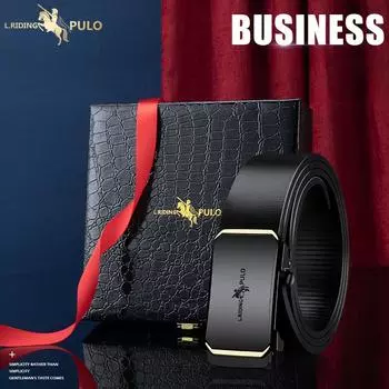 Новый мужской ремень высокого качества с автоматической пряжкой, черный кожаный мужской ремень 105~120cm чёрный