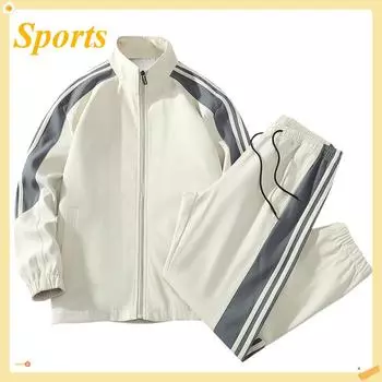 Новый мужской спортивный костюм, повседневные джоггеры, спортивная одежда с капюшоном, куртки и брюки, комплект из 2 предметов, весна-осень, хип-хоп, спортивные костюмы для бега M чёрный