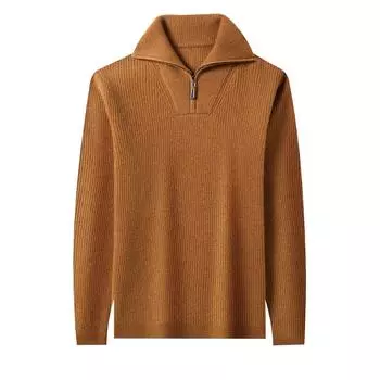 Новый мужской свитер на молнии с V-образным вырезом, однотонный, шерстяной, вязаный свитер на осень S