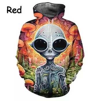 Новый мужской свитер с капюшоном Alien UFO 3D свитшот с длинным рукавом крутой 3D принт удобный свободный модный S