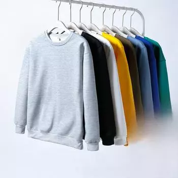 Новый мужской свободный свитер с круглым вырезом из бархата Plus Velvet - повседневная куртка с длинным рукавом в корейском стиле на весну/осень L синий