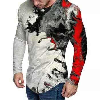 Новый мужской топ Y2k больших размеров, винтажная одежда, винтажная футболка с длинным рукавом, мужская одежда, футболка с длинным рукавом с 3D принтом S
