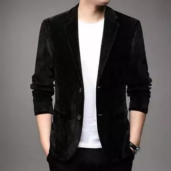 Новый мужской вельветовый костюм среднего возраста, мужская куртка, повседневная одежда для папы, одинарный костюм, весенне-осенний ретро-костюм, верхняя часть M