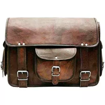 Новый мужской винтажный кожаный портфель коричневого цвета, сумка через плечо для ноутбука 11 x 15 x 5 in коричневый