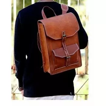 Новый мужской винтажный кожаный рюкзак, дорожная офисная сумка для ноутбука 16 x 12 x 4 in коричневый