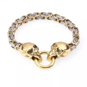 Новый мужской властный браслет из нержавеющей стали с головой призрака Европейский и американский панк-стиль браслет с черепом из нержавеющей стали Императорский браслет-цепочка 19CM