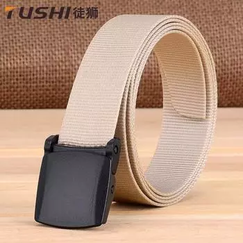 Новый мужской/женский ремень для поездок на работу с автоматической пряжкой из нейлона, универсальный двухслойный толстый ремень для отдыха на природе 110cm хаки