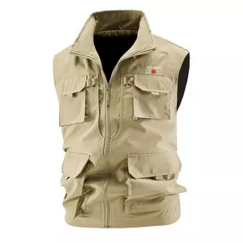 Новый мужской жилет для активного отдыха, летняя рабочая одежда для активного отдыха, жилет с несколькими карманами, повседневный, большой размер, спортивный, зеленый жилет, куртка M