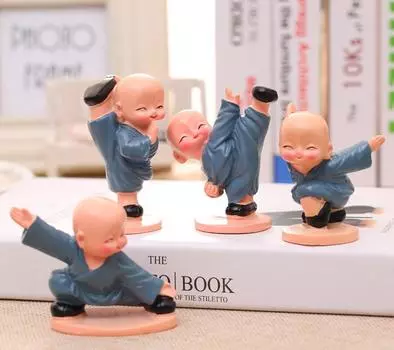 Новый набор из 4 фигурок монахов, украшение для автомобиля, украшения для автомобиля, аксессуары для мальчиков-буддистов, домашний декор, фигурка монаха-кунгфу