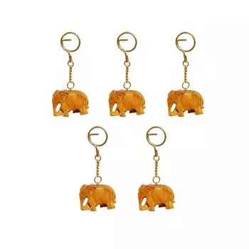 Новый набор из 5 шт. деревянных брелоков в виде резных и расписных слонов