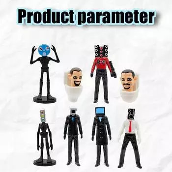 Новый набор из 8 фигурок Скибиди Туалет Тематические принадлежности для вечеринки Украшения для детей