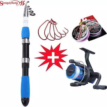 Новый набор катушек для удочек 1,0 м/1,6 м/1,8 м из стекловолокна и сплава, портативный телескоп, комбинированная удочка и катушка