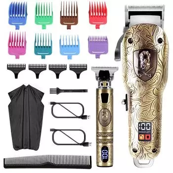 Новый набор машинок для стрижки волос с ЖК-дисплеем и металлическим тиснением, электробритва для карвинга и укладки с использованием масла. SK-613F mother-child machine