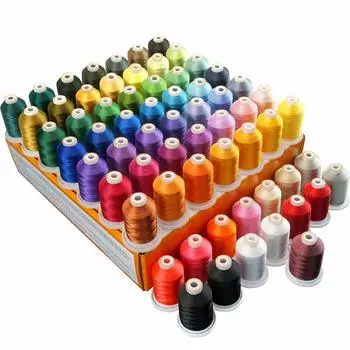Новый набор ниток для вышивки на швейной машине Brothread64, катушка 1000M 50, полиэстер, нитки для вышивальной машины, нитки для профессиональной вышивки