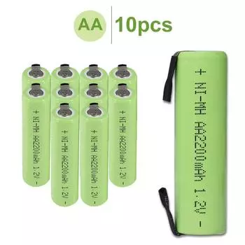 Новый набор PALO 10 шт. аккумулятор AA 2200 мАч 1,2 В NI-MH предварительно заряженный аккумулятор для электрических игрушек зелёный