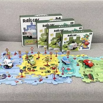 Новый набор пазлов Детские игрушки Многофункциональные железнодорожные вагончики Мини дорожные знаки Игрушки-пазлы своими руками Для мальчиков и девочек Изысканные подарки