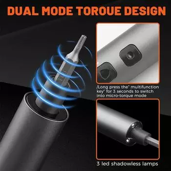 Новый набор прецизионных электрических отверток 28/65 в 1 с 54 магнитными битами, 2 настройками крутящего момента, светодиодом для ремонта часов, камерофонов