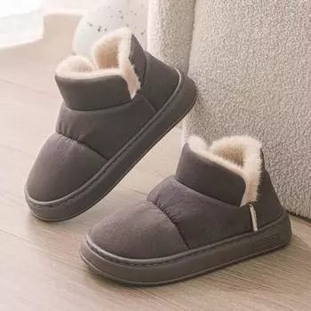 Новый набор с хлопковыми тапочками для сохранения тепла осенью и зимой, на толстой подошве, а также нескользящими теплыми туфлями для пар и бархатной хлопковой обувью. 36 коричневый