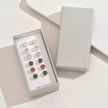 Новый набор серег-пусет в японском и корейском стиле, геометрическая инкрустация цветным цирконом, нишевые серьги высокого класса, универсальные серьги