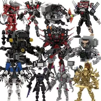 Новый набор строительных блоков для туалета Skibidi, золотые часы, человек с мечом, гитарный динамик, человек, титановый компьютер, человек, игрушки для мальчиков, рождественские подарки