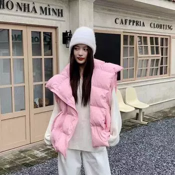 Новый национальный стандарт 90 флис свободный большой размер осень и зима новый жилет жилет утолщенная куртка average size within 80 kg розовый