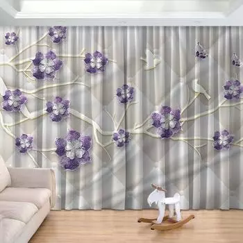 Новый национальный стиль Zen Ink Bamboo Полутеневой принт для штор с крючками для спальни, гостиной, от пола до потолка, 2 панели 100W130H(CM)40x51in&rod pocket