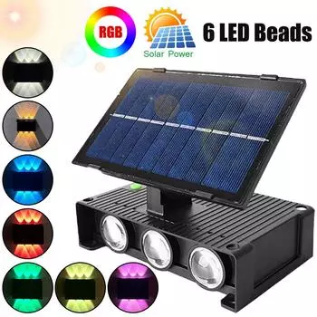 Новый настенный светильник на солнечных батареях с 6 высокими линзами (красочный) наружный декоративный настенный светильник