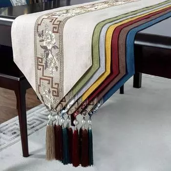 Новый настольный флаг в китайском стиле в стиле ретро, жаккардовый вязанный настольный флаг с бахромой, высококачественная скатерть и чайная скатерть, дорожка для стола 33*80cm 1pcs