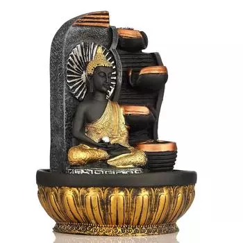 Новый настольный фонтан из полирезины для помещений и улицы со светодиодными лампами, домашний декор, украшение, подарок, подарочный предмет