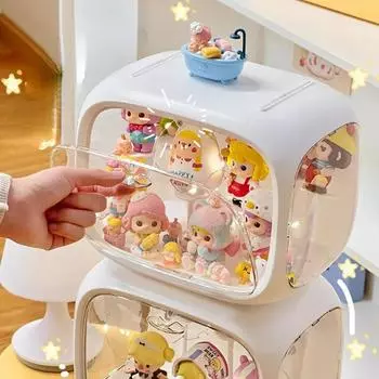 Новый настольный ящик для хранения, коробка для хранения фигурок, моделей кукол, органайзер, коробка для хранения, акриловая прозрачная, симпатичная, штабелируемая, глухая коробка