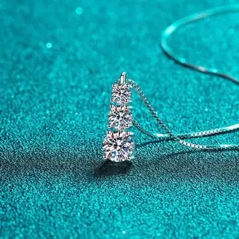Новый настоящий 1,8-каратный кулон с муассанитом, ожерелье для женщин, Pt950, S925, стерлинговое серебро, цепочка на шею, ювелирные изделия, пройденный тест на бриллианты 1.8ct