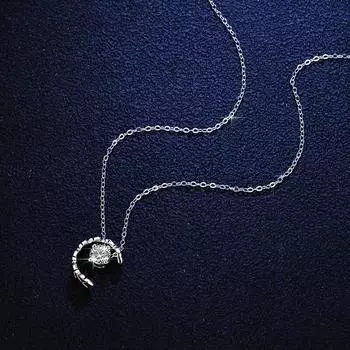 Новый настоящий кулон с муассанитом и луной, ожерелье VVS1 D, цвет, чистое серебро S925, ювелирные изделия, подарок для женщин 4.0mm 0.3ct D Color