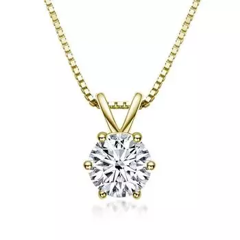 Новый настоящий муассанит, ожерелье с шестью зубцами, 1 карат, цвет D, VVS1, лабораторные бриллианты, стерлинговое серебро 925 пробы, для женщин, свадебные ювелирные украшения 6.5mm 1ct D Color белый