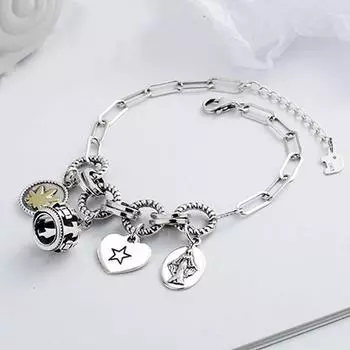 Новый настоящий прочный браслет из серебра 925 пробы в стиле ретро с короной в разных стилях для женщин, стильный индивидуальный хип-хоп панк-цепочка для женщин 19cm