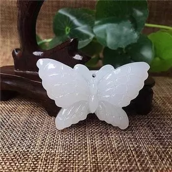Новый натуральный белый нефритовый кулон в виде бабочки, ожерелье, украшение, подарок против вспышки белого