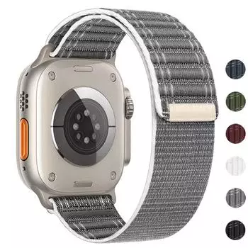Новый нейлоновый ремешок-петля для Apple Watch Band Ultra 2 49 мм 46 мм 45 мм 44 мм 42 мм 41 мм 40 мм 38 мм спортивный браслет iWatch Series 10 9 8 se 7 38/40/41mm белый