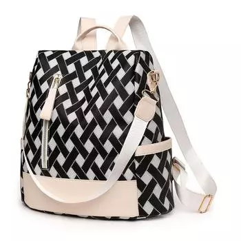 Новый нейлоновый рюкзак для женщин большой вместимости, универсальный корейский вариант, студенческий стиль, водонепроницаемый и легкий рюкзак с ромбовидной сеткой, защищенный от кражи