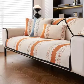 Новый нескользящий чехол для дивана из шенилла в полоску, подушка для дивана, универсальная градиентная подушка для дивана, противоскользящая, пылезащитная 30x50cm pillowcase оранжевый