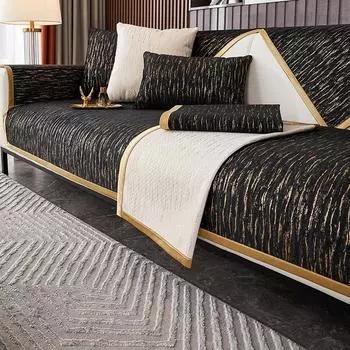 Новый нескользящий коврик для дивана из шенилла, однотонный чехол для дивана с горячим тиснением для гостиной, подушка для дивана с золотым краем, чехлы для домашних диванов 70x70