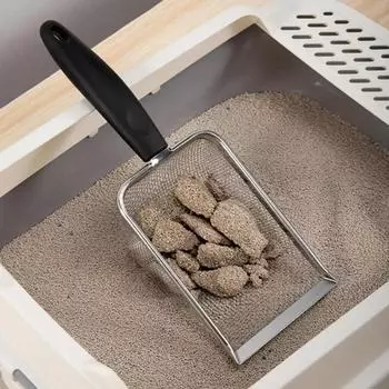 Новый незаменимый, эффективный и прочный совок для кошачьих отходов с маленькими отверстиями для уборки отходов вашего котенка - удобный и простой в использовании совок для сбора отходов домашних животных чёрный