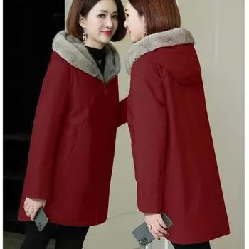 Новый Ni превосходит женское пальто средней и длинной длины, преодолевает искусственный мех норки, искусственное зимнее пальто из хлопка для матери снаружи M recommends 85-52.5 kg чёрный