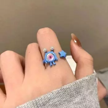 Новый нишевый дизайн мультяшный монстр глаз кольцо дети весело открывающееся регулируемое кольцо тренд ювелирные изделия аксессуары