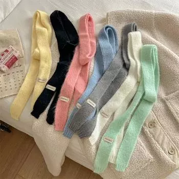 Новый нишевый дизайн, полосатый, цветной, тонкий и узкий, длинный шерстяной шарф для женщин, модный и универсальный, вязаный шарф из пряжи 150*5cm белый