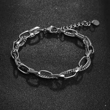 Новый нишевый дизайн, ручные украшения, титановая сталь, запутанный двухслойный браслет для мужчин и женщин 17